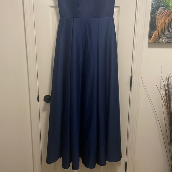 Ieena for Mac Duggal dress Navy Blue HIGH neck cap sleeve long gown New Sz 8 - Picture 7 of 12